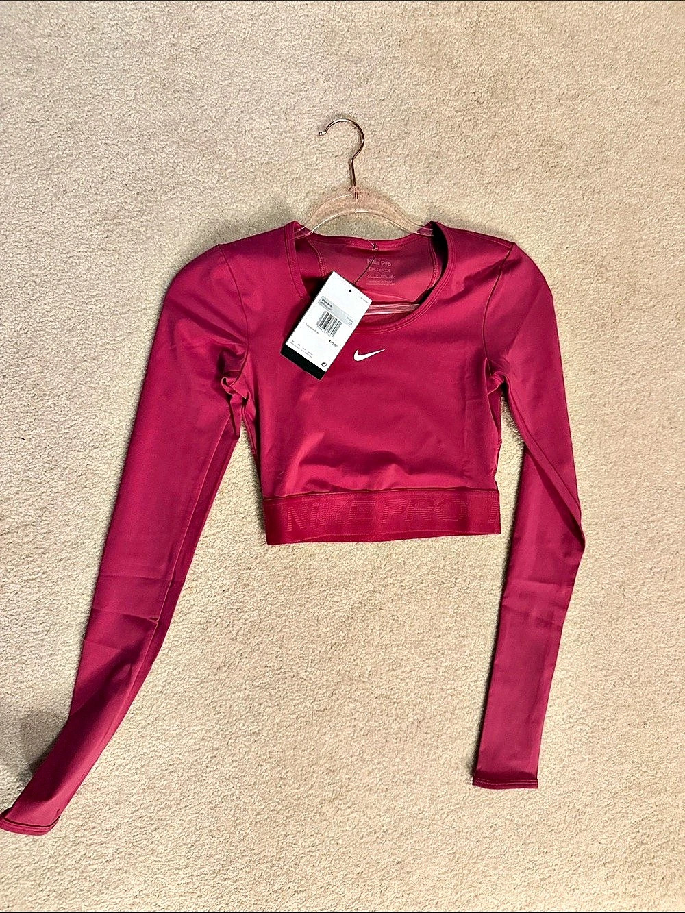 Nike Pro Women's Dri-FIT Cropped Long-Sleeve Top Pink